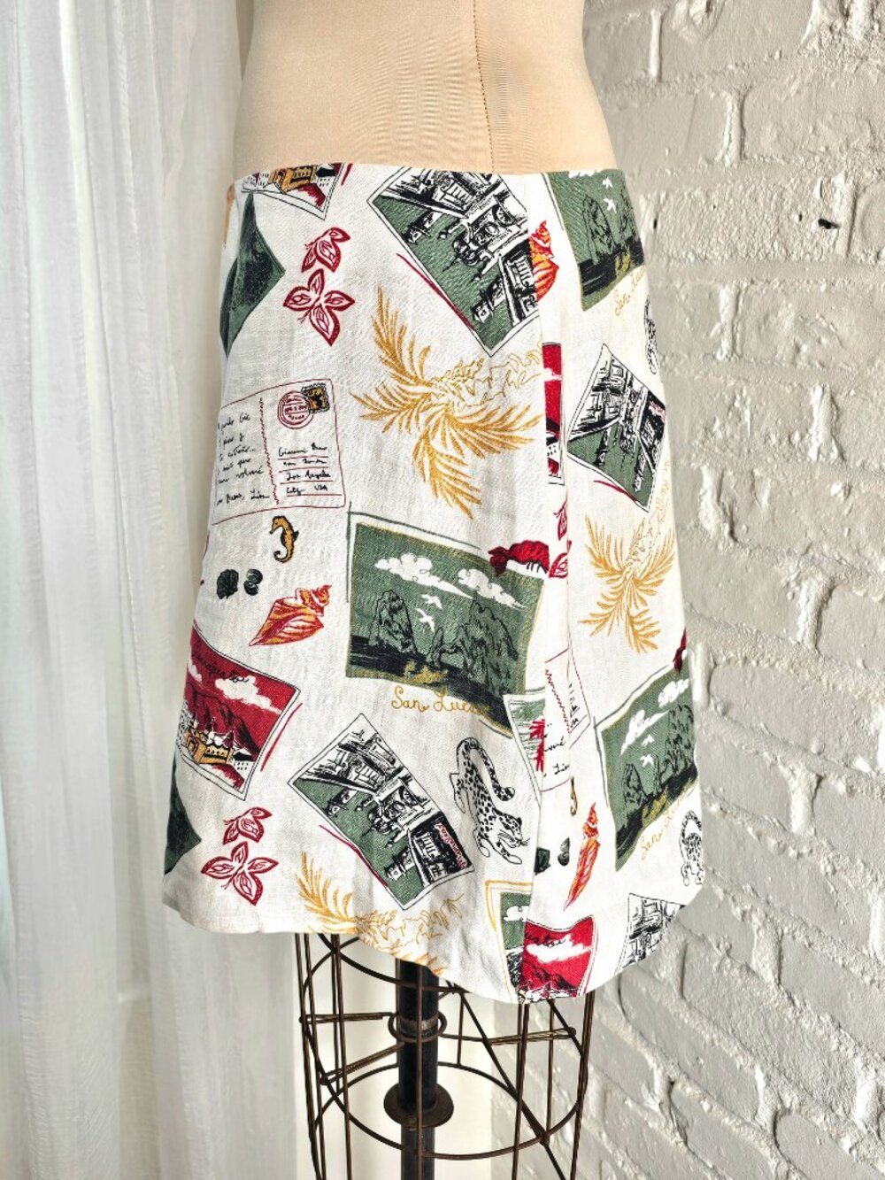 Reformation Postcards Linen Skirt Size 10 Baja California Print Mini Skirt - Picture 6 of 8